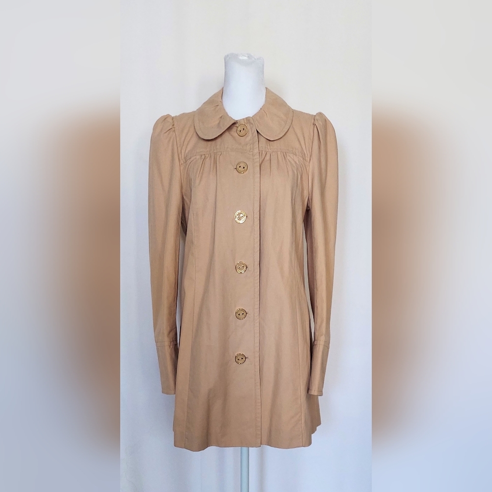 Juicy Couture Chic Ruffle Button Down Coat Jacket Peach Size Small